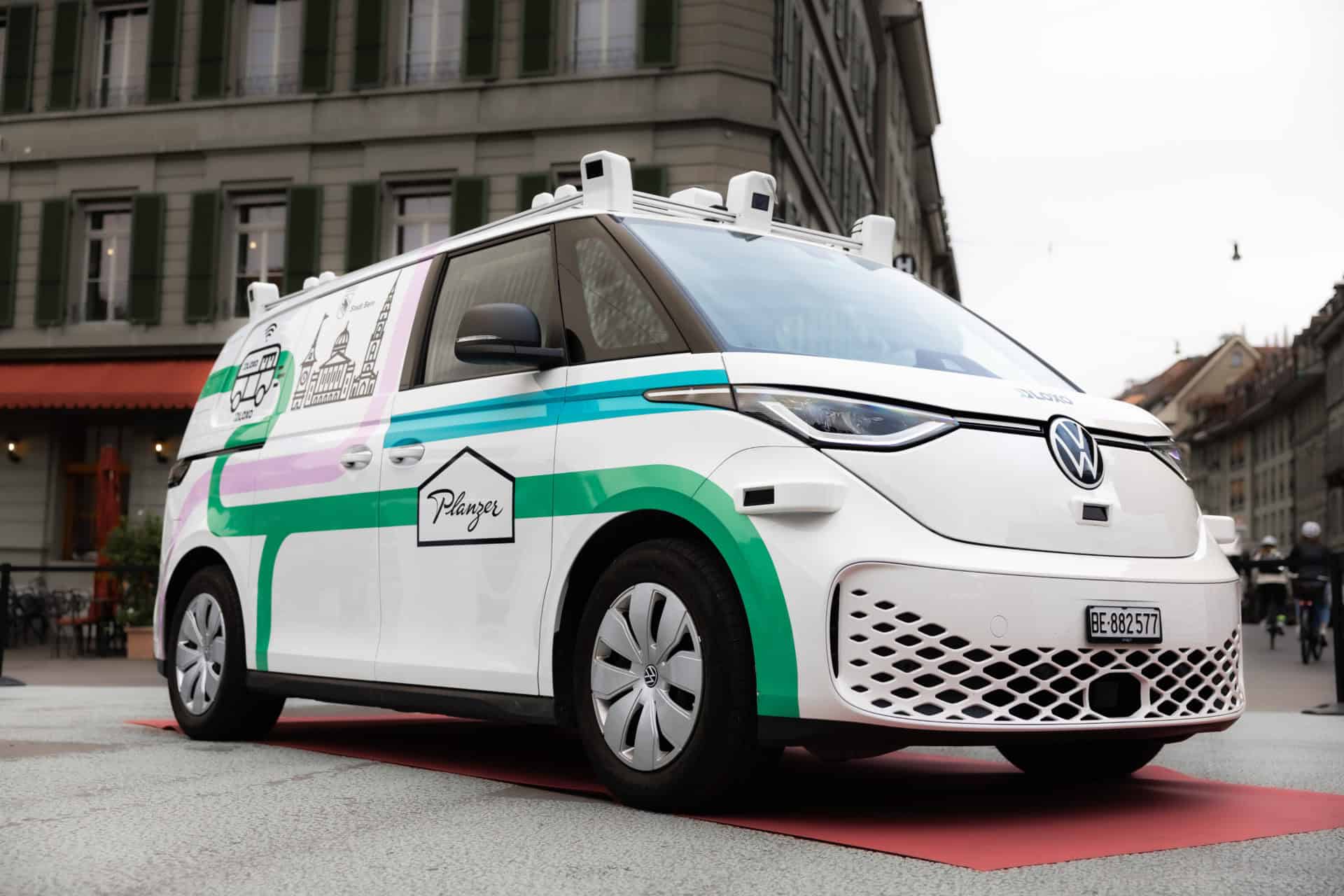 "Mathilde" the ID Buzz equipped with the LOXO autonomous driver technology that will be used for the Planzer - LOXO dynamic micro-hub